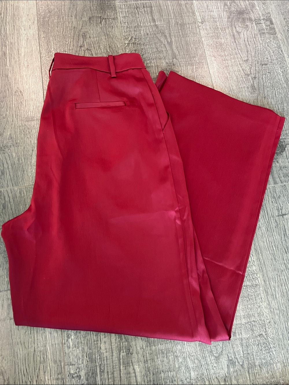 WAYF Burgundy Wide-Leg Pleated Pants